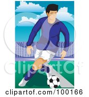 Royalty Free RF Clipart Illustration Of A Pro Soccer Player On A Field 2