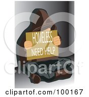 Poster, Art Print Of Poor Man Holding A Homeless Need Help Sign
