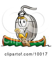 Clipart Picture Of A Computer Mouse Mascot Cartoon Character Rowing A Boat