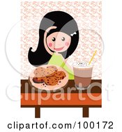 Poster, Art Print Of Girl With Chocolate Chip Cookies And Milk