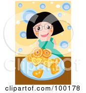 Poster, Art Print Of Happy Woman With Oranges And Cookies