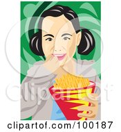 Poster, Art Print Of Girl Eating French Fries