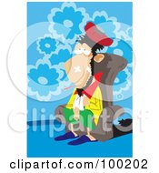Poster, Art Print Of Sick Man Sitting In A Chair With A Thermometer In His Mouth