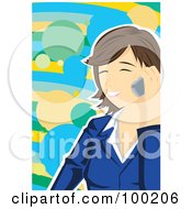 Poster, Art Print Of Happy Brunette Businesswoman Talking On A Cell Phone