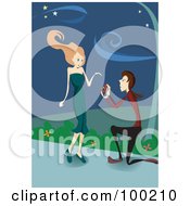 Poster, Art Print Of Man Kneeling And Proposing To A Woman On A Sidewalk