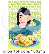 Poster, Art Print Of Boy Eating Fruit And Bread