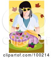Poster, Art Print Of Woman With A Blueberry Pie