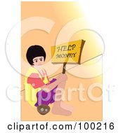 Royalty Free RF Clipart Illustration Of A Poor Boy Begging For Money On A Sidewalk by mayawizard101