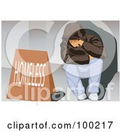 Royalty Free RF Clipart Illustration Of A Poor Man Sitting With A Homeless Sign by mayawizard101