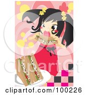 Poster, Art Print Of Hungry Girl Eating A Sandwich