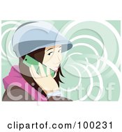 Poster, Art Print Of Brunette Woman Wearing A Hat And Talking On A Cell Phone