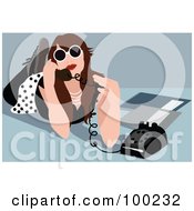 Poster, Art Print Of Woman Laying On The Floor And Talking On A Landline Phone