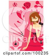 Poster, Art Print Of Girl Eating Sweets Over Pink