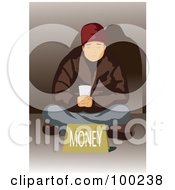 Poster, Art Print Of Poor Man Sitting With A Money Sign