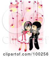 Poster, Art Print Of Cute Wedding Couple Sitting On A Swing