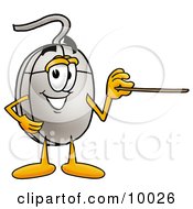 Clipart Picture Of A Computer Mouse Mascot Cartoon Character Holding A Pointer Stick