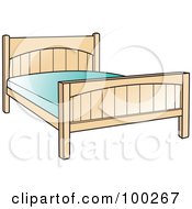 Poster, Art Print Of Simple Bed Frame With A Blue Mattress