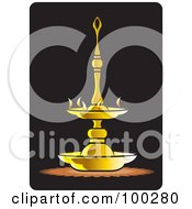 Royalty Free RF Clipart Illustration Of A Lit Oil Lamp by Lal Perera