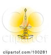 Royalty Free RF Clipart Illustration Of A Burning Oil Lamp Glowing by Lal Perera