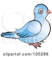 Royalty Free RF Clipart Illustration Of A Blue Dove Facing Right