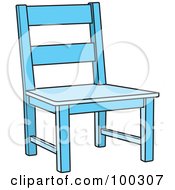 Royalty Free RF Clipart Illustration Of A Blue Wooden Chair by Lal Perera