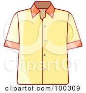 Royalty Free RF Clipart Illustration Of A Yellow Button Up Shirt by Lal Perera