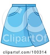 Royalty Free RF Clipart Illustration Of A Womans Blue Button Up Skirt