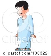 Royalty Free RF Clipart Illustration Of A Sinhala Boy In Blue