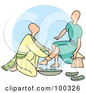 Man Washing A Womans Legs