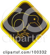 Royalty Free RF Clipart Illustration Of A Black And Gold Kiwi Bird Icon