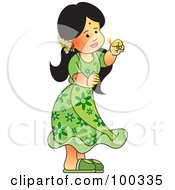 Royalty Free RF Clipart Illustration Of A Tamil Girl Holding A Match by Lal Perera
