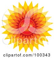 Royalty Free RF Clipart Illustration Of A Red Sun Face