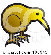 Royalty Free RF Clipart Illustration Of A Gold Kiwi Bird by Lal Perera
