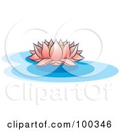 Royalty Free RF Clipart Illustration Of A Blooming Pink Lotus On Water
