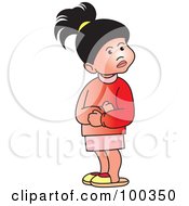 Royalty Free RF Clipart Illustration Of A Little Girl In A Red Sweater And Pink Skirt