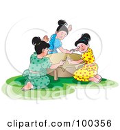 Poster, Art Print Of Group Of Girls Beating A Tambourine For Sinhala New Year