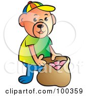 Royalty Free RF Clipart Illustration Of A Child Bear Carrying A Bag