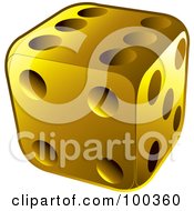 Royalty Free RF Clipart Illustration Of A Single Gold Dice by Lal Perera