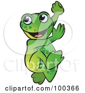 Royalty Free RF Clipart Illustration Of A Happy Frog Jumping