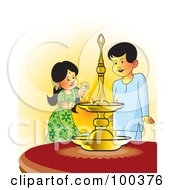 Sinhala Children Lighting An Oil Lamp