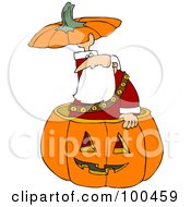 Poster, Art Print Of Santa Popping Out Of A Halloween Pumpkin And Holding The Top Over His Head