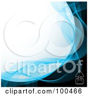 Poster, Art Print Of Curved White Background Bordered In Blue Mesh Waves And Black With An Upload Icon