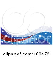Poster, Art Print Of Background Of Blue And Red Waves With Stars Over White