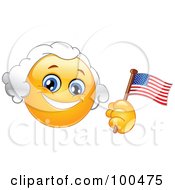 Poster, Art Print Of Yellow George Washington Smiley Face Holding An American Flag