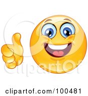 Poster, Art Print Of Yellow Smiley Face Holding A Thumb Up