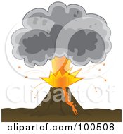 Bursting Volcano With An Ash Cloud