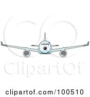 Royalty Free RF Clipart Illustration Of A Commercial Airplane Flying Forward by Paulo Resende #COLLC100510-0047