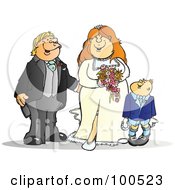 Poster, Art Print Of Happy Bride And Groom With A Page Boy
