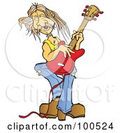 Poster, Art Print Of Male Rocker Playing A Red Electric Guitar