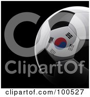 Poster, Art Print Of Shiny 3d South Korean Flag Soccer Ball Over Black